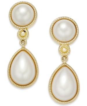 Charter Club Gold-tone Imitation Pearl Drop Earrings, Only At Macy's