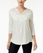 Style & Co. Petite Embroidered Top, Only At Macy's