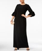 Betsy & Adam Plus Size Bell-sleeve Gown