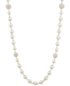 Anne Klein Gold-tone Pave Orb & Imitation Pearl Long Necklace