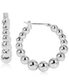 Touch Of Silver Silver-plated Beaded Hoop Earrings