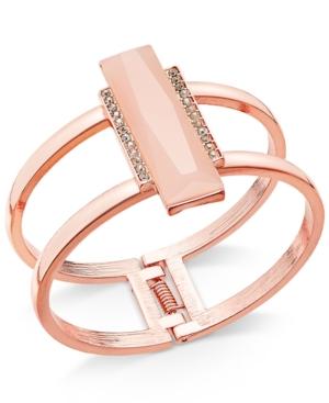 Inc International Concepts Rose Gold-tone Large Stone & Pave Bangle Bracelet, Only At Macy's