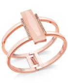Inc International Concepts Rose Gold-tone Large Stone & Pave Bangle Bracelet, Only At Macy's