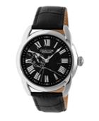 Heritor Automatic Marcus Silver & Black Leather Watches 43mm
