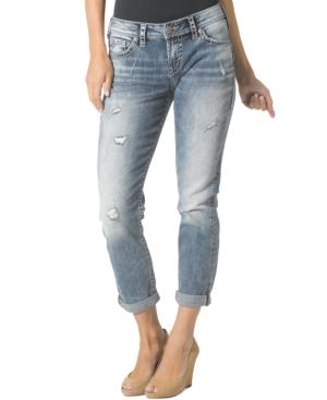 Silver Jeans Distressed Boyfriend Jeans, Medium Blue Wash