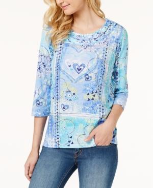 Alfred Dunner Bonita Springs Embellished Heart-print Top