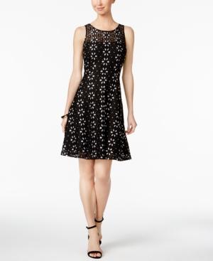 Nine West Floral-lace Illusion Dress