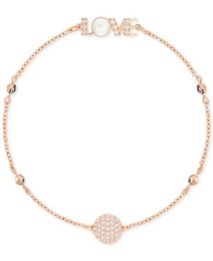 Swarovski Remix Collection Rose Gold-tone Pave & Mother-of-pearl Love Magnetic Bracelet