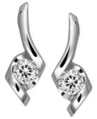 Sirena Diamond Swirl Earrings In 14k White Gold (1/4 Ct. T.w.)