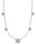 Diamond Pave Flower Statement Necklace (1/2 Ct. T.w.) In 14k Rose & White Gold, 17 + 1 Extender