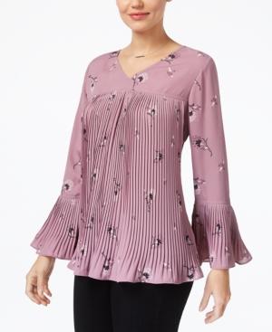Style & Co Pleated Bell-sleeve Blouse In Regular & Petite Sizes, Created For Macy's