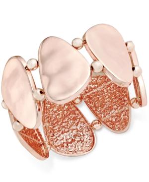 Inc International Concepts Rose Gold-tone Hammered Disc Stretch Bracelet, Only At Macy's