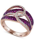Rosa By Effy Ruby (3/4 Ct. T.w.) And Diamond (1/3 Ct. T.w.) Looped Designed Statement Ring In 14k Rose Gold
