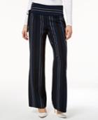 Inc International Concepts Striped Lace-up Slit Wide-leg Pants, Created For Macy's