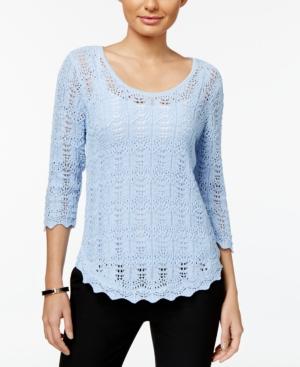 Jeanne Pierre Cotton Open-knit Sweater