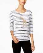 Karen Scott Striped Giraffe Graphic Top, Only At Macy's