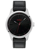 Hugo Men's #dare Black Leather Strap Watch 42mm