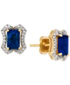 Sapphire (1-3/8 Ct. T.w.) & Diamond (1/6 Ct. T.w.) Stud Earrings In 14k Gold