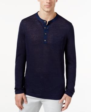 Tasso Elba Men's 100% Linen Marled Henley Shirt, Only At Macy's