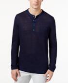 Tasso Elba Men's 100% Linen Marled Henley Shirt, Only At Macy's