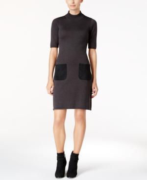 Calvin Klein Faux-suede-pocket Sweater Dress