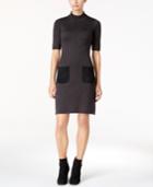 Calvin Klein Faux-suede-pocket Sweater Dress