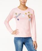 Oh! Mg Juniors' Moon & Stars Patch Sweater