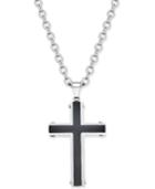 Sutton By Rhona Sutton Men's Two-tone Stainless Steel Cross Pendant Necklace