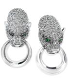 Effy Diamond (1-1/10 Ct. T.w.) And Emerald Accent Leopard Earrings In 14k White Gold