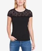 Tommy Hilfiger Lace-contrast Top, Created For Macy's