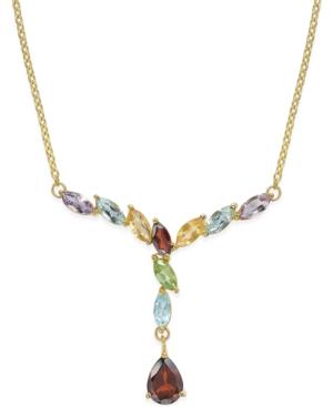Victoria Townsend Multi-gem Drop Y-necklace (3 Ct. T.w.) In 18k Gold-plated Sterling Silver