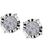 Diamond Cluster Miracle-plate Stud Earrings (1/2 Ct. T.w.) In 14k White Gold