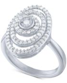 Diamond Spiral Statement Ring (1/2 Ct. T.w.) In Sterling Silver
