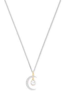Swarovski Two-tone Pave Moon & Crystal Pendant Necklace
