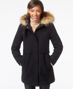 Tommy Hilfiger Faux-fur-trim Contrast-hood Coat