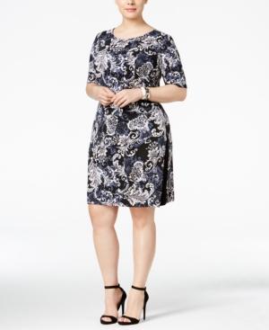 Connected Plus Size Printed Sheath Dress