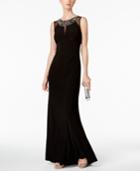 Vince Camuto Embellished Illusion Column Gown