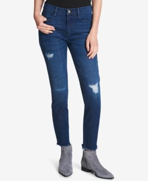Dkny Ripped Raw-edge Skinny Jeans