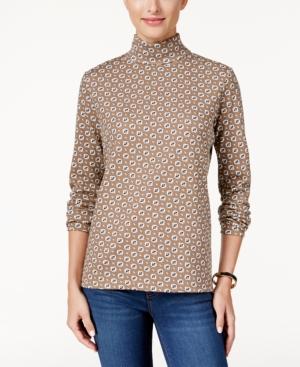 Karen Scott Printed Turtleneck Top, Only At Macy's