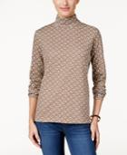 Karen Scott Printed Turtleneck Top, Only At Macy's