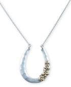 Lucky Brand Two-tone Flower Horseshoe 32-1/2 Pendant Necklace