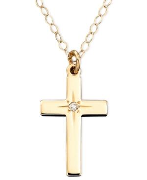 Children's 15 Diamond Accent Cross Pendant In 14k Gold