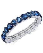 Charter Club Silver-tone Blue Crystal Stretch Bracelet, Created For Macy's