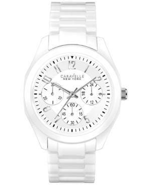 Caravelle New York By Bulova Women's Chronograph White Ceramic Bracelet Watch 36mm 45l145