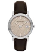 Burberry Watch, Men's Swiss Smooth Brown Leather Strap 38mm Bu9011