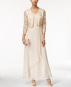 Tahari Asl Jacket Dress Sequin-lace Gown And Jacket