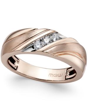 Men's Diamond Diagonal Textured Band (1/5 Ct. T.w.) In 10k Rose Gold