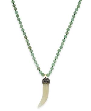 Paul & Pitu Naturally Gold-tone Beaded Horn Pendant Necklace