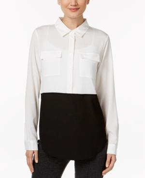 Calvin Klein Pleated Colorblocked Shirt