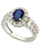 Sapphire (1-1/4 Ct. T.w.) And Diamond (1/4 Ct. T.w.) Ring In 14k White Gold